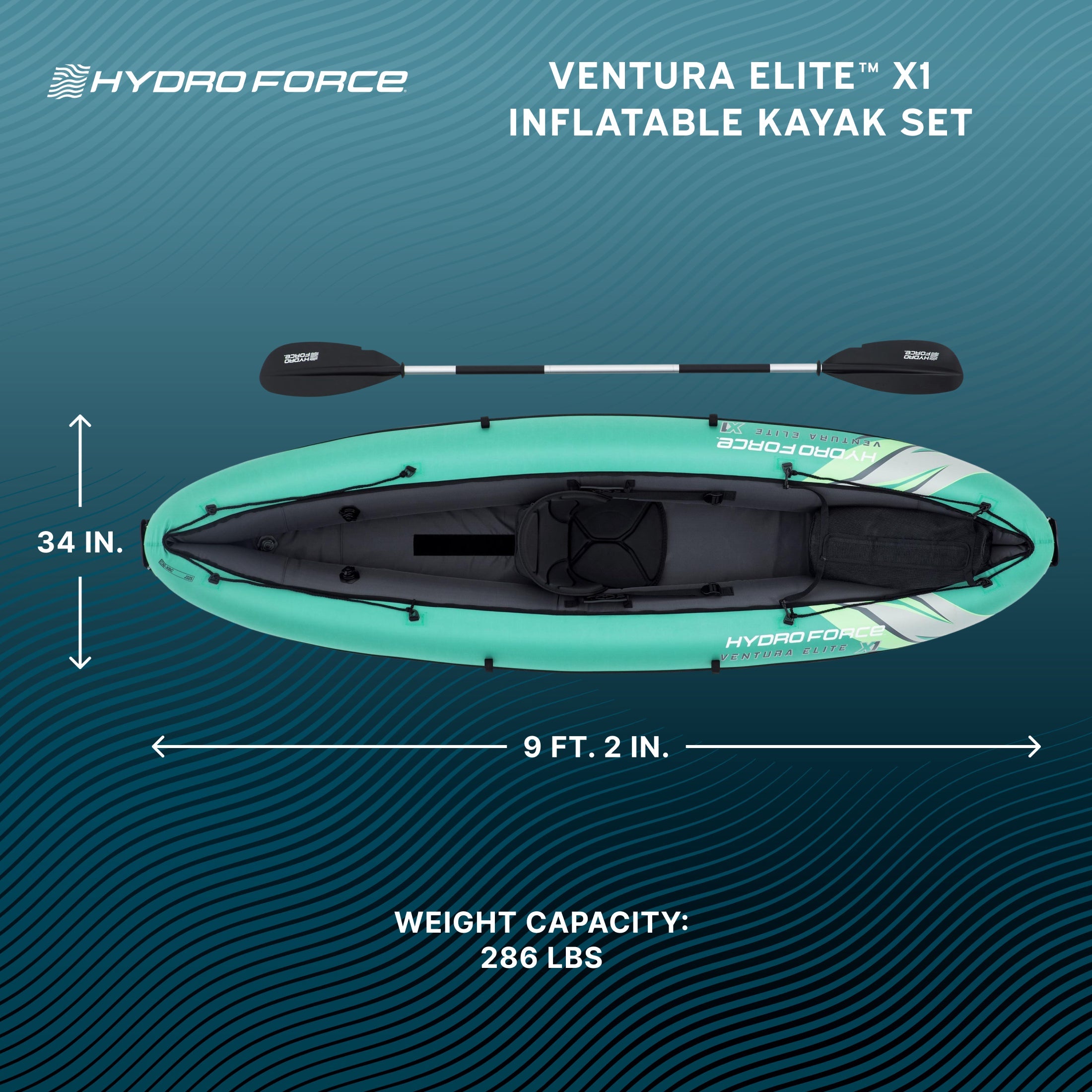 Hydro Force Ventura Elite X1 Inflatable 1-Person Kayak Set 9'2"